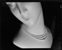 Pearl necklace at the Brock & Company jewelry and gift store, Los Angeles, circa 1930