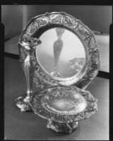 Sterling silver tableware at the Brock & Company jewelry and gift store, Los Angeles, 1928-1938