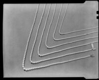 Six Pearl necklaces at the Brock & Company jewelry and gift store, Los Angeles, 1928-1938