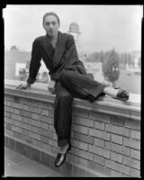 Harold Arlen, composer, on a terrace at the Ambassador Hotel, Los Angeles, circa 1933-1934