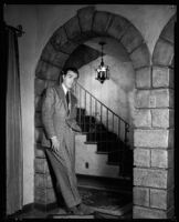 Fred Keating, actor, in  his Hollywood Hills house "Casa Escrow," Los Angeles, circa 1934