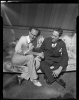Joseph Schildkraut, actor, shaking hands with Rabbi Edgar F. Magnin, circa 1934
