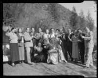 Joseph Schildkraut, actor, standing in a group raising a toast, circa 1934