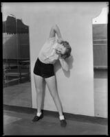 Billie Seward, actress, stretching, circa 1934-1935