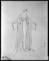 Robert Kalloch design: gown with plunging neckline and coat, circa 1932-1939