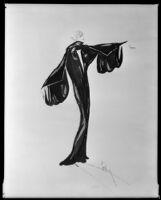 Robert Kalloch design: dark gown with voluminous sleeves, signed "Kalloch," circa 1932-1939