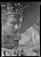 Jean Lodge as Lady Guenevere and Anthony Bushell as King Arthur in a publicity still for The Black Knight, circa 1954