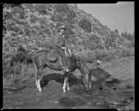 Gene Autry and horse "Champion" in Blue Canadian Rockies, circa 1952