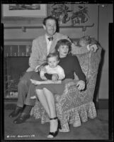 Lee Bowman, actor, at home with wife Helene and son Lucien, circa 1943-1944
