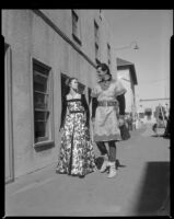 Betta St. John and Rick Jason during filming of The Saracen Blade, 1953
