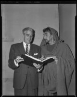 Buddy Adler, producer, and actor Arnold Moss on the set of Salome, 1952