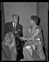 Buddy Adler, producer, and actress Judith Anderson on the set of Salome, 1952