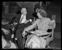 Betty Garrett, Gerald Sarracini and others on the set of The Shadow on the Window, 1956