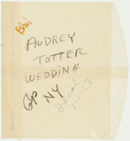 Audrey Totter, actress, wedding photo ephemera, 1952