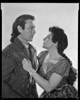 George Montgomery as Capt. Jedediah Horn and Phyllis Fowler as Running Otter in Fort Ti, circa 1953