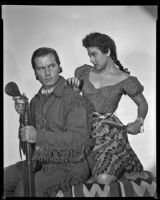 George Montgomery as Capt. Jedediah Horn and Phyllis Fowler as Running Otter in Fort Ti, circa 1953