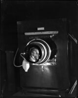 Jack Holt, actor, profile portrait in a studio camera lens, 1928-1939