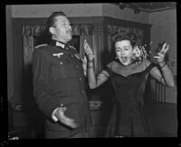 Allyn Joslyn and Joan Bennett in The Wife Takes a Flyer, 1942