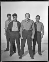 Alf Kjellin, Gilbert Roland, Millard Mitchell and Harry Morgan in a publicity photo for My Six Convicts, circa 1952