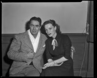 Tyrone Power and Maureen O'Hara during filming of The Long Gray Line, 1954