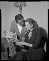 Tyrone Power and Maureen O'Hara during filming of The Long Gray Line, 1954