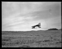 Man flying in a glider (possibly during the filming of Gallant Journey), 1946