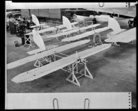 Partially constructed gliders in a workshop (probably related to the production of Gallant Journey), copy print, 1946