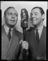 Jack Benny, radio show host, with Michael Bartlett, baritone and actor, 1935