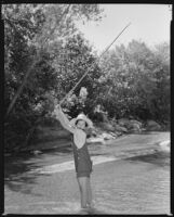 Geneva Mitchell, actress, fishing, circa 1931-1936
