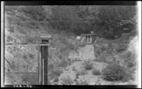 Artificial reservoir for collecting silt near Devil Canyon, San Bernardino vicinity, 1930