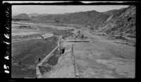 Path of the flood following the failure of the Saint Francis Dam, east of Camulos Ranch, Santa Clara River Valley (Calif.), 1928