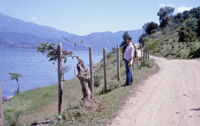 Chile - Lake with road and man, between 1966-1967