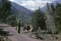 Chile - Mountain road with two men, between 1966-1967