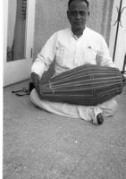 Krishnarao Kumthekar, playing a khol, Mumbai (India), 1963