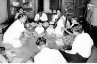 Madhukar Barve teaching students, Mumbai (India), 1963