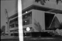 N63 Black and White Negatives: Frame 105   [Unidentified modern building]
