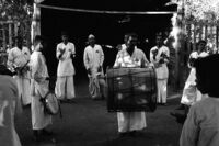 Musicians of a Dhol-Lezim dance group, Lonāvla (India), 1963