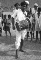 Koya musician holding a drum, Hyderabad (India), 1963