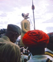 Ramnagar Ramlila: effigy and Maharaj's attendant