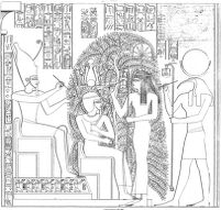 Thoth, Atum, and Seshat write the name of Ramesses II