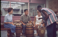 R. Ayitee with Ewe and Ashanti drums; UCLA Study Groups, 1963