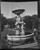 Cupid fountain on the terrace of the Italian garden at the Weld estate, Brookline, 1914