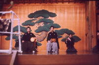 Set of Noh stage and musicians, "Hagoromo"?, Kanze Kaikan Tokyo 1963