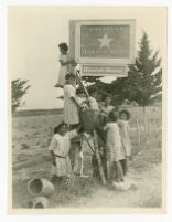 Children by signpost